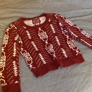 Angora Rabbit hair Sweater Forever 21 Women's White Burgundy Jumper XS